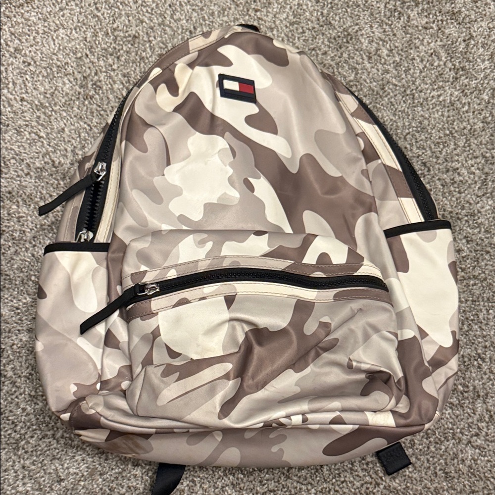 Tommy Hilfiger Brown and Cream Camouflage Backpack